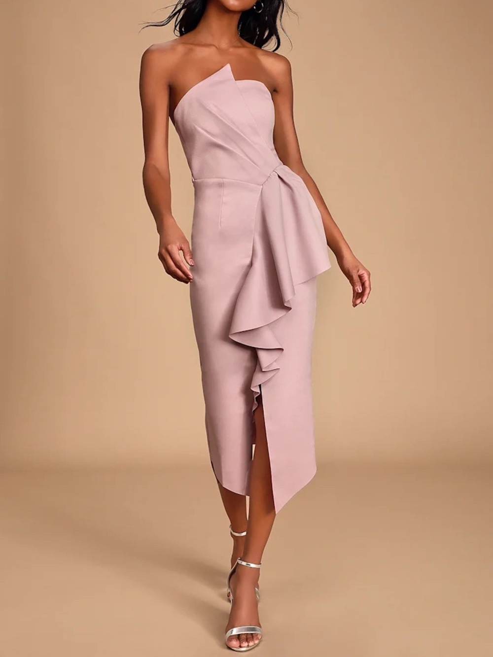 NWT Elliatt Reception Ruffled Asymmetrical Midi Cocktail Dress Iris Purple XS